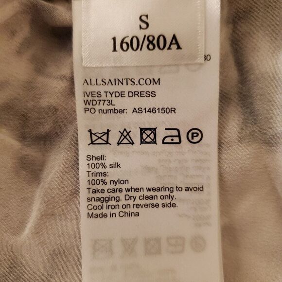 AllSaints Ives Tyde Lace Trim Silk Slip Dress size Small- NEW - Picture 12 of 12